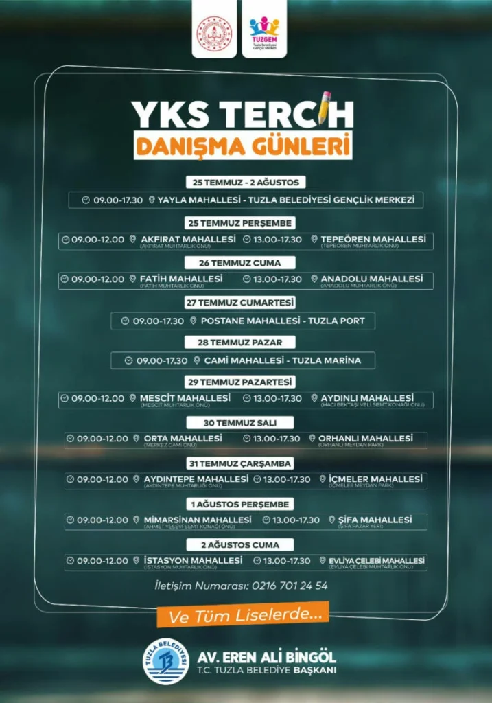 Tuzla Belediyesi’nden üniversite adaylarına ücretsiz destek