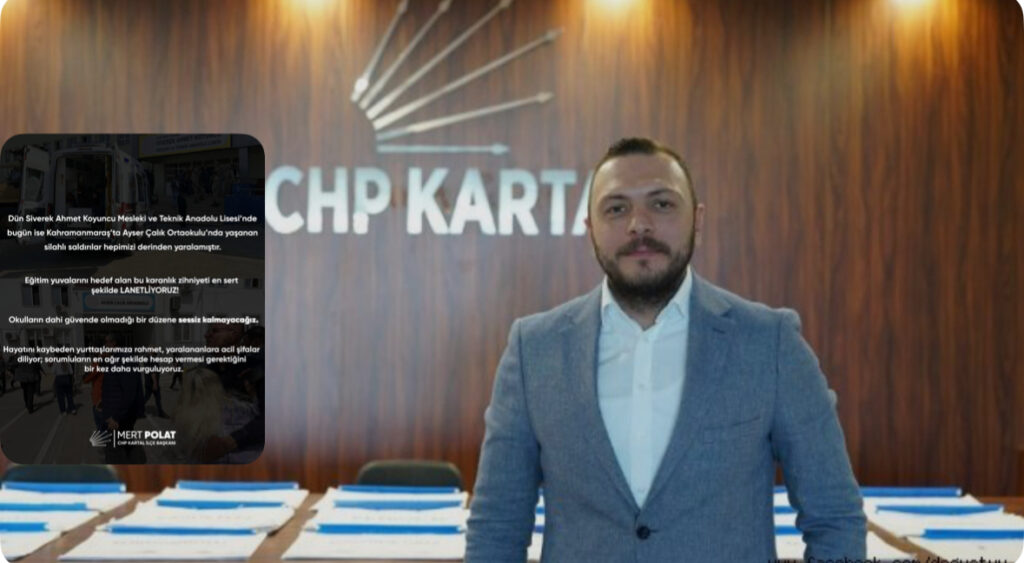 CHP Kartal İlçe Başkanı Mert Polat’tan, okullarda yaşanan silahlı saldırılara ilişkin sert tepki geldi.